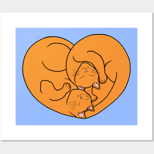 Cute Ginger Orange Cat Heart Posters and Art